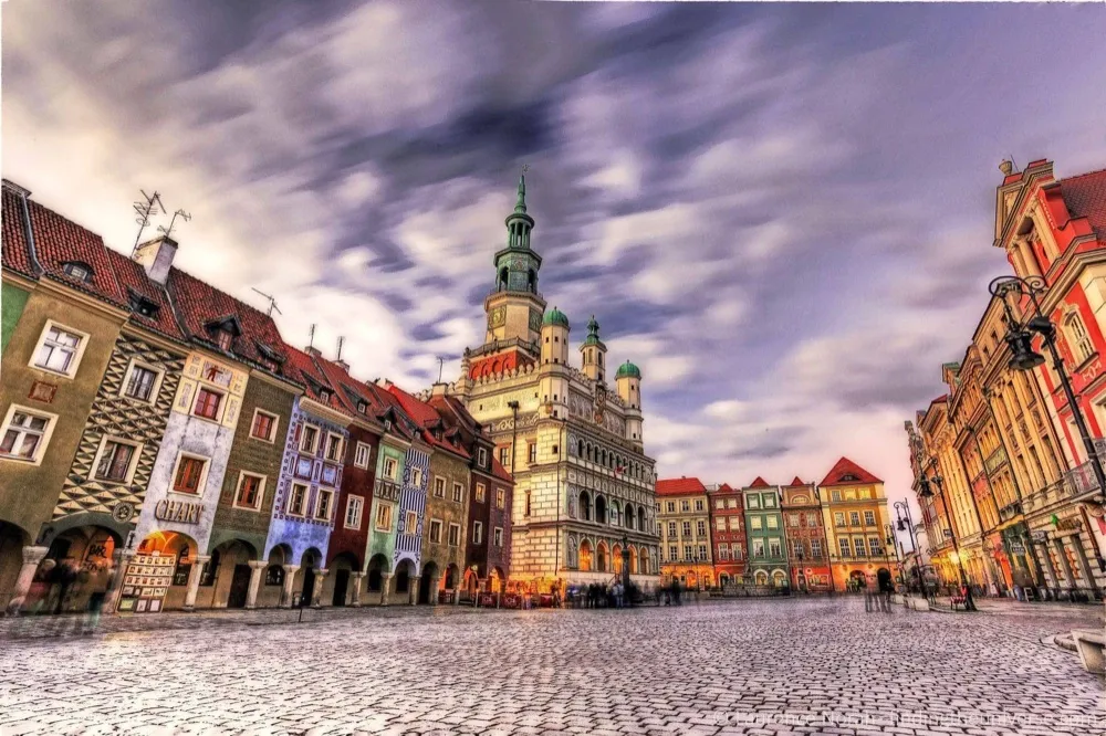 Painted merchant houses on the Old Market Square in Poznan